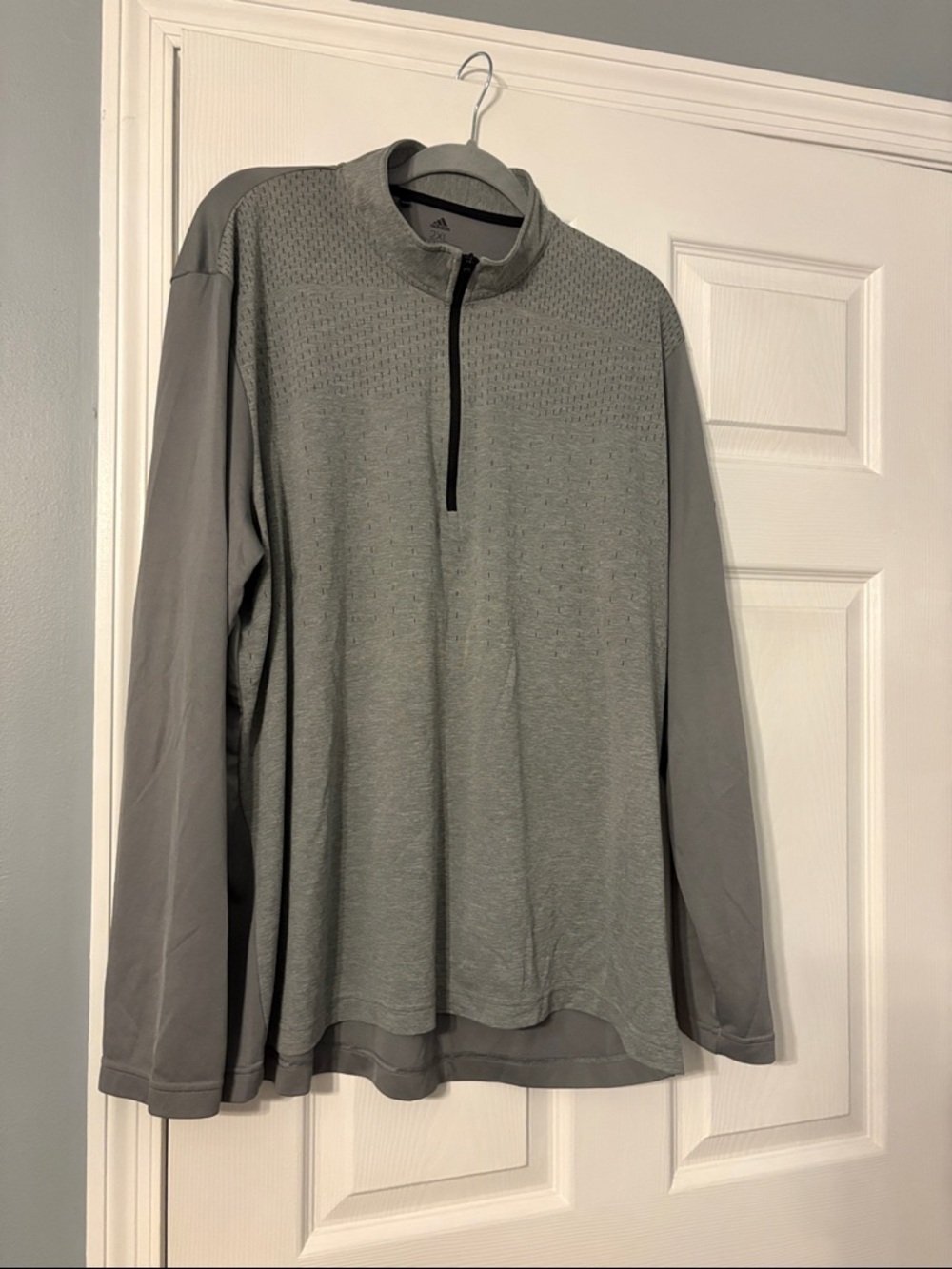 adidas Light Gray Zip-Front Pullover XXL